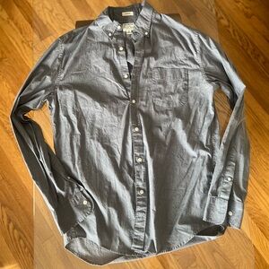 J. Crew men’s light “classic stretch” long sleeve button-up light gray heather